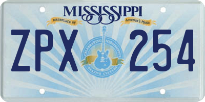 MS license plate ZPX254