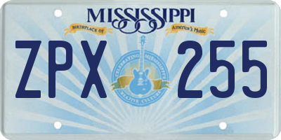 MS license plate ZPX255