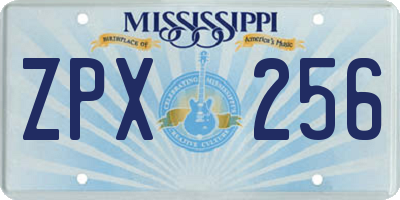 MS license plate ZPX256