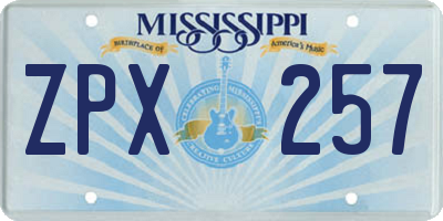 MS license plate ZPX257