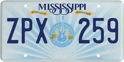 MS license plate ZPX259