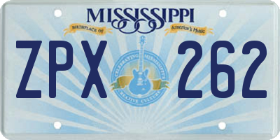 MS license plate ZPX262