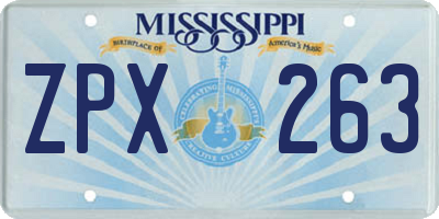 MS license plate ZPX263