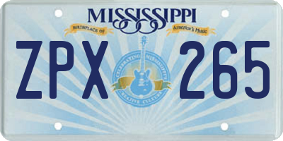MS license plate ZPX265