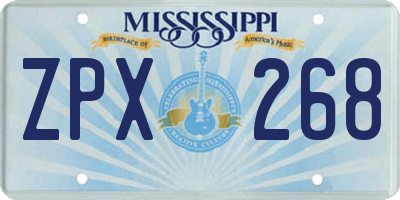 MS license plate ZPX268