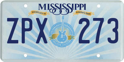 MS license plate ZPX273