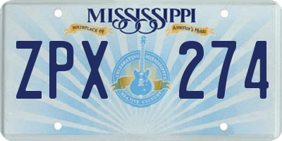 MS license plate ZPX274