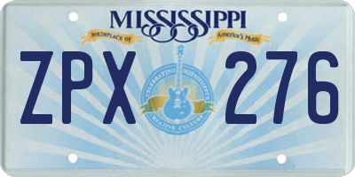 MS license plate ZPX276