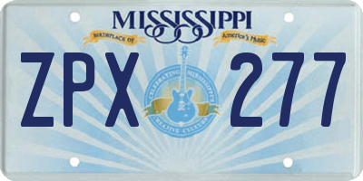 MS license plate ZPX277