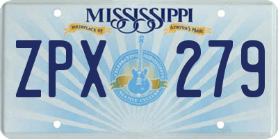 MS license plate ZPX279