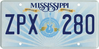 MS license plate ZPX280