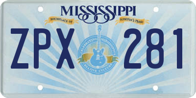 MS license plate ZPX281
