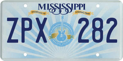 MS license plate ZPX282
