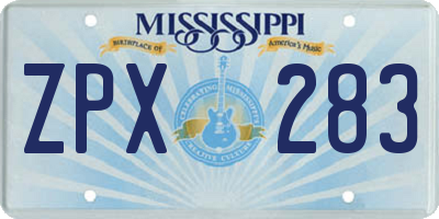 MS license plate ZPX283