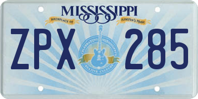 MS license plate ZPX285