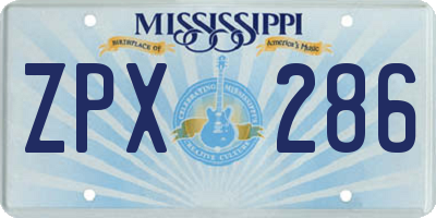 MS license plate ZPX286