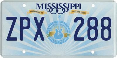 MS license plate ZPX288