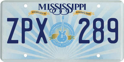 MS license plate ZPX289