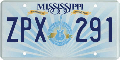 MS license plate ZPX291