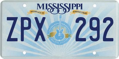 MS license plate ZPX292