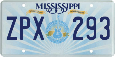 MS license plate ZPX293