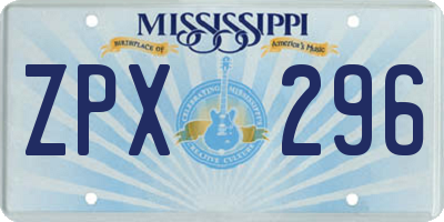 MS license plate ZPX296