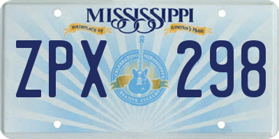 MS license plate ZPX298