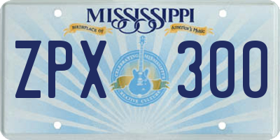 MS license plate ZPX300