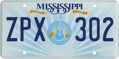 MS license plate ZPX302