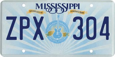 MS license plate ZPX304