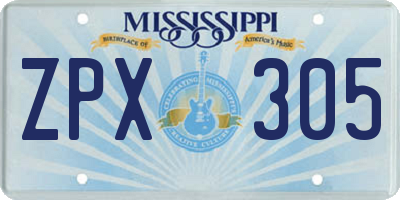 MS license plate ZPX305