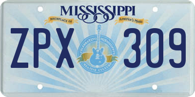 MS license plate ZPX309