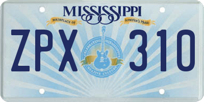 MS license plate ZPX310