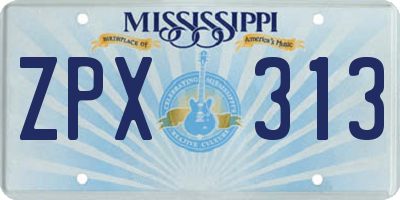 MS license plate ZPX313
