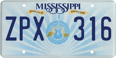 MS license plate ZPX316