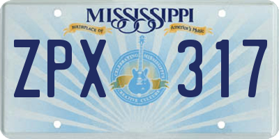 MS license plate ZPX317