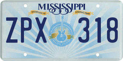 MS license plate ZPX318