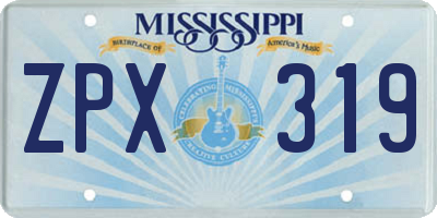 MS license plate ZPX319