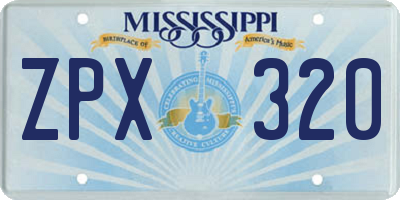 MS license plate ZPX320