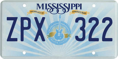 MS license plate ZPX322