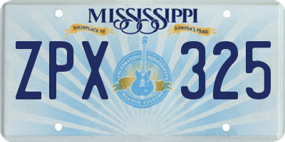 MS license plate ZPX325