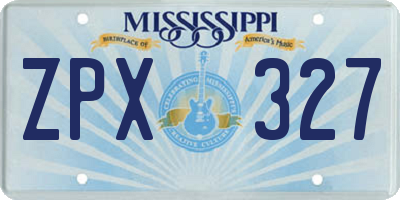 MS license plate ZPX327