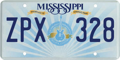 MS license plate ZPX328