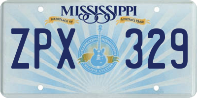 MS license plate ZPX329