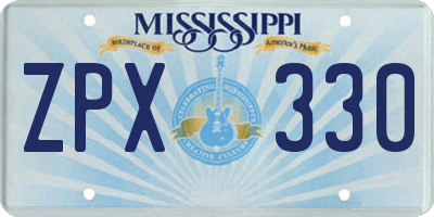 MS license plate ZPX330