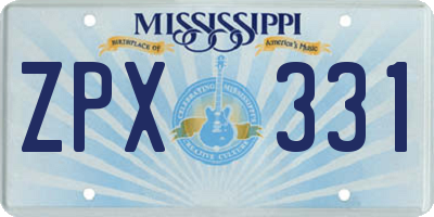 MS license plate ZPX331
