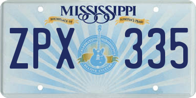 MS license plate ZPX335