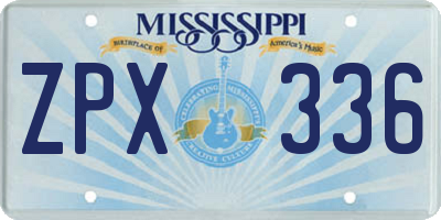 MS license plate ZPX336