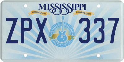 MS license plate ZPX337