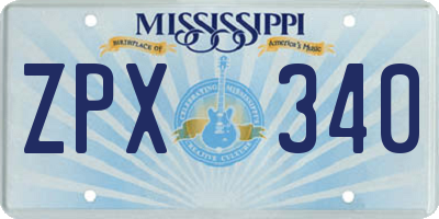 MS license plate ZPX340